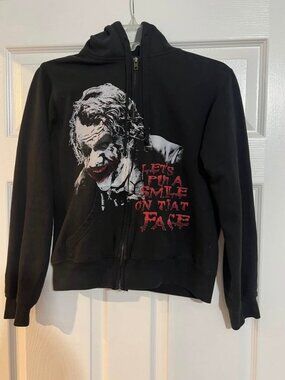 Heath Ledger Joker Hoodie The Dark Knight Batman Full Zip Sweatshirt